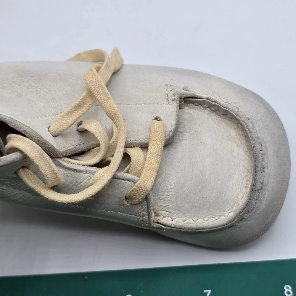 Vintage Stride‎ Rite White Leather Baby Shoes Lace Up High Top First Walkers